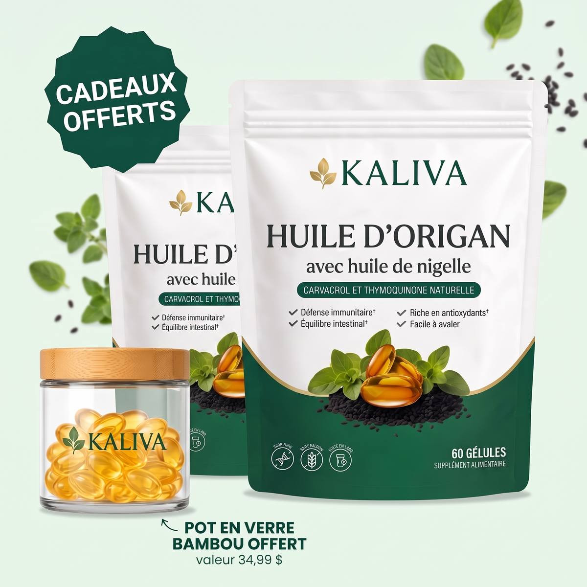 Kaliva – 2 pochettes + pot en verre bambou offert